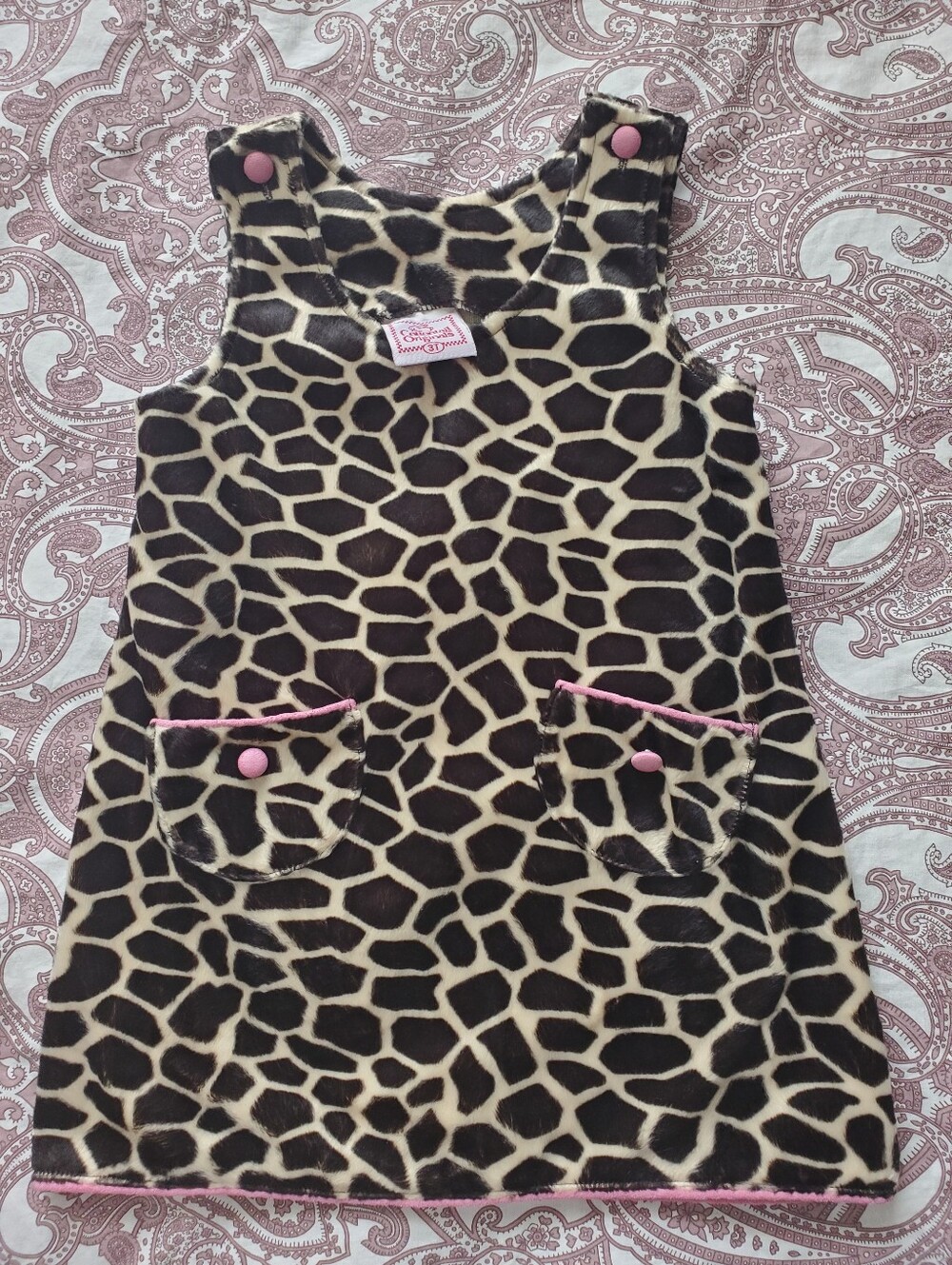 VTG Cottontail Originals Giraffe Print 2-Piece Set Tunic & Flare Pants 3T - Picture 2 of 4